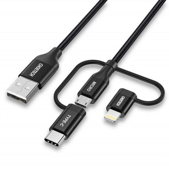  Зображення Кабель USB 2.0, MFI, AM-тато/Lightning/Micro/Type-C USB, 1.2 м) 