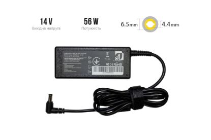  Зображення Блок живлення 1StCharger для ноутбука Samsung 14V 56W 4A 6.5x4.4 + каб.живл. (AC1STSA56WD2) 