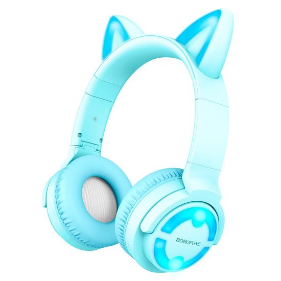  Зображення Bluetooth-гарнітура Borofone BO15 Cat Ear Blue (BO15U) 