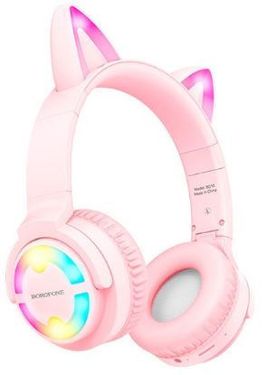  Зображення Bluetooth-гарнітура Borofone BO15 Cat Ear Pink (BO15P) 