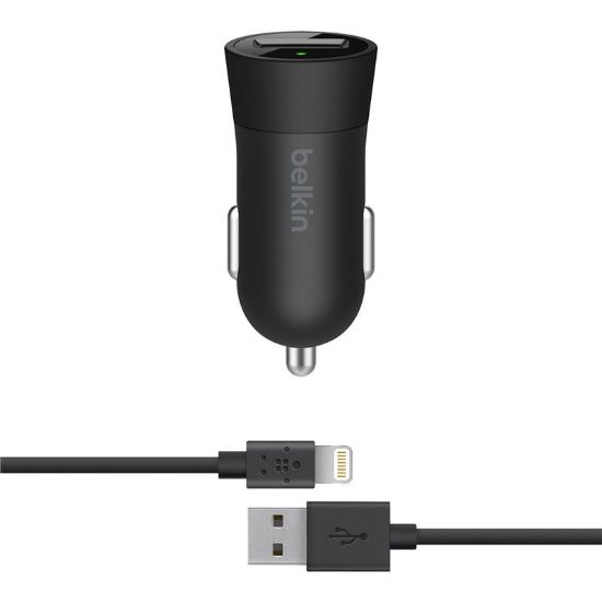  Зображення Автомобільний зарядний пристрій Belkin (1USB, 2.4A) Black (F8J177DS04-BLK) + кабель Lightning 