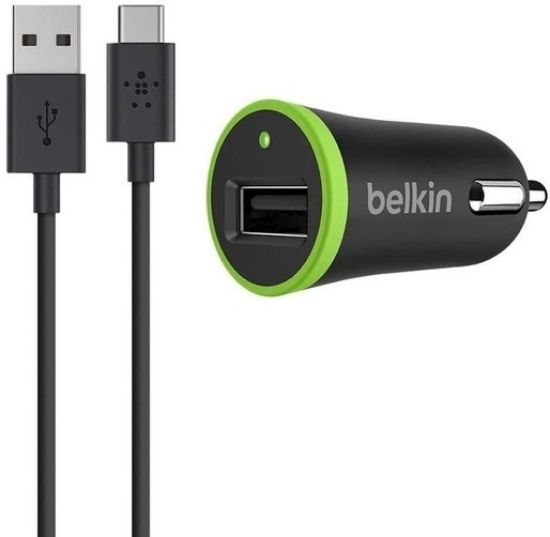  Зображення Автомобільний зарядний пристрій Belkin (1USB, 2.4A) Black (F7U002bt06-BLK) + кабель Type-C 