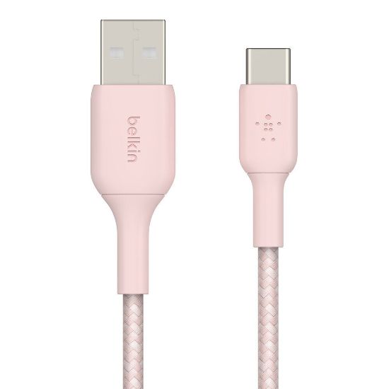  Зображення Кабель Belkin Braided+Strap USB - USB-C, 1.5 м Pink (F2CU075-05-C00-OEM) 