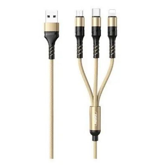  Зображення Кабель Remax RC-186th Speed 2.1A USB-Lightning/microUSB/USB Type-C, 1м Gold (6954851204527) 