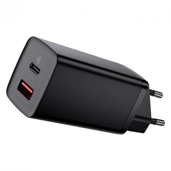  Зображення Зарядний пристрій 2xUSB 65W GaN (USB-C+USB-A) Чорний Baseus 