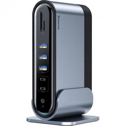  Зображення Док-станція USB3.2 Type-C-->1xHDMI/VGA/4xUSB-C/5xUSB/RJ45/SD/TRRS 3.5mm/PD 100W + БЖ 16 in 1 Baseus 