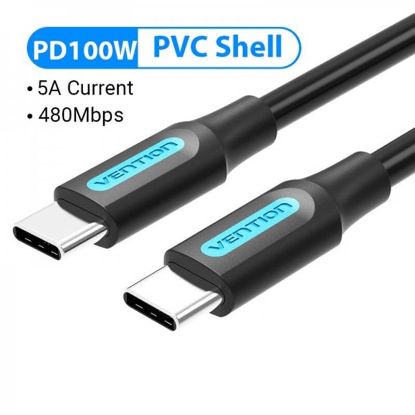  Зображення Кабель Vention USB Type-C - USB Type-C TPE Round PD 100W, 5A, 0.5m, Black (COTBD) 