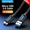  Зображення Кабель Vention USB-MicroUSB-B PVC Round nickel-plated, 0.25m Black (COPBC) 