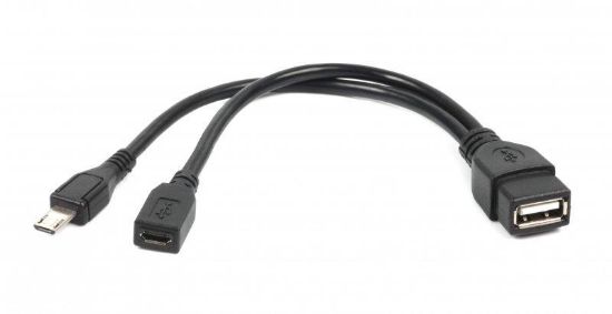  Зображення Кабель USB - microUSB+USB Cablexpert (A-OTG-AFBM-04 ) 0.15 м,  USB 2.0 (мама) + Micro B (мама) + USB мікро-B (папа)) 