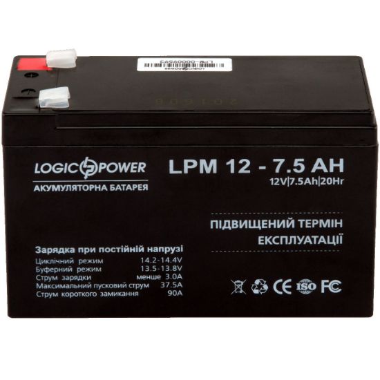  Зображення Акумуляторная батарея LogicPower 12V 7.5AH (LPM 12 - 7,5 AH) AGM 